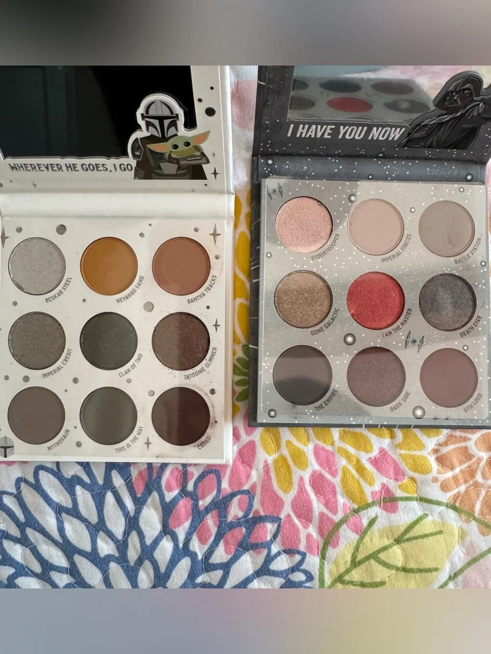 New mandolorian and darth Vader colourpop eyeshadow palettes